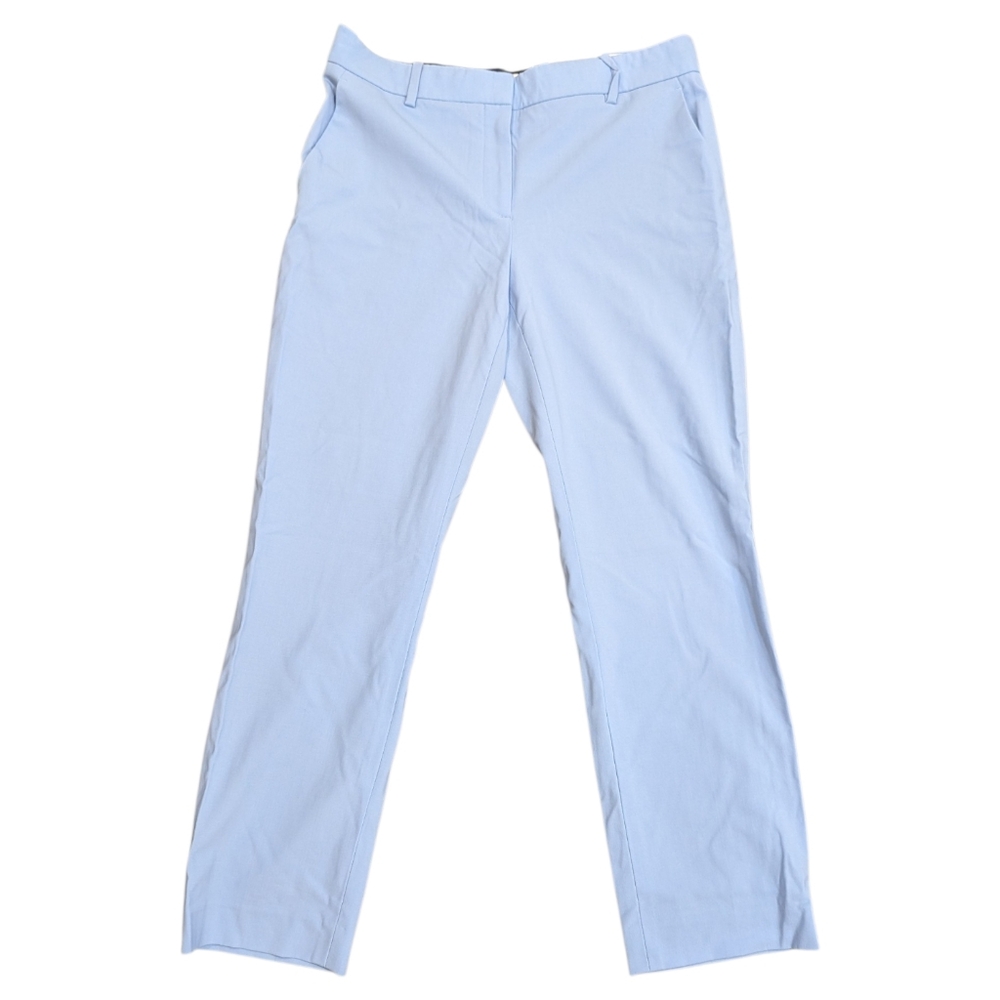 THEORY Treeca Cropped Wool-blend Slim-leg Blue Pants Women's Size 4 Office Attir - Picture 1 of 13